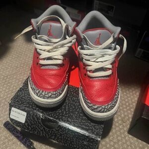 Jordan Kids Red and Gray Sneakers